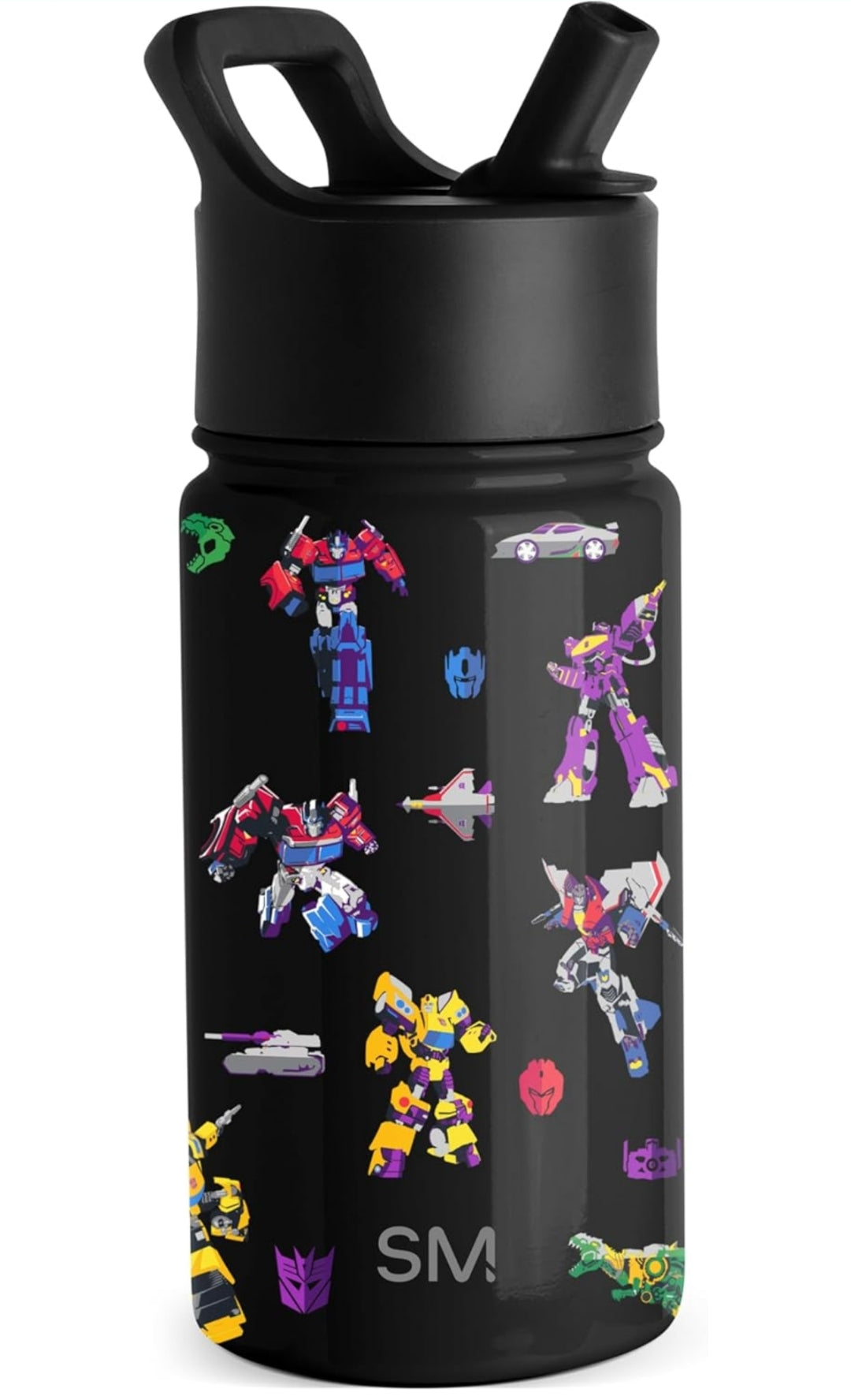 Simple Modern Kids Summit Water Bottle with Straw Lid | Transformers 14oz Stainless Steel Cup Insulated Tumbler for Toddlers, Boys, School | Transformer Block Nation