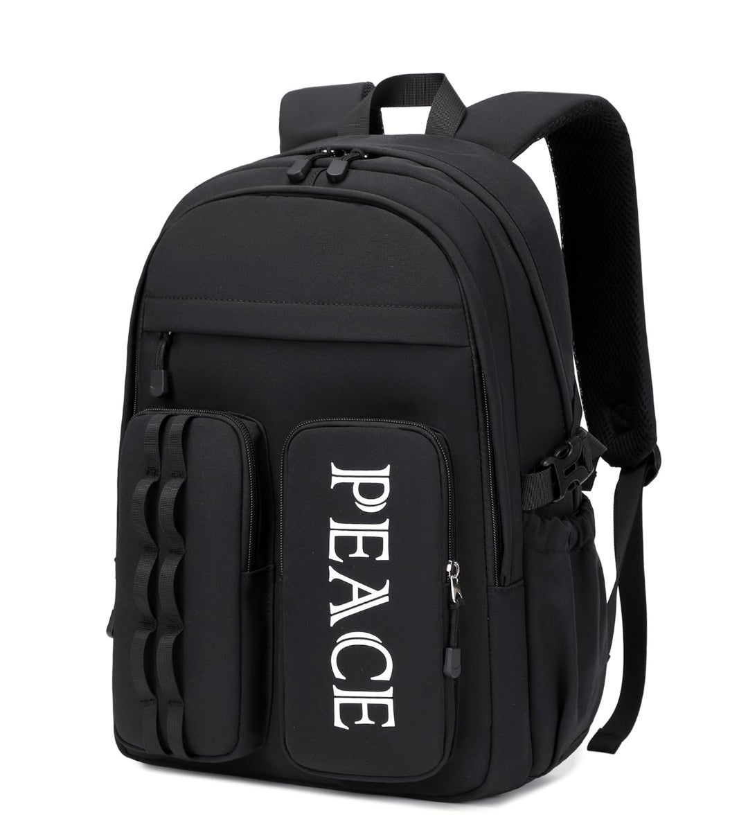College Bookbag Laptop Backpacks 15.6 Inch Kids Elementary School Bag for Teens Girls Boys Water Resistant Sport Travel Back Pack Women Men Work Business Computer Rucksack Black