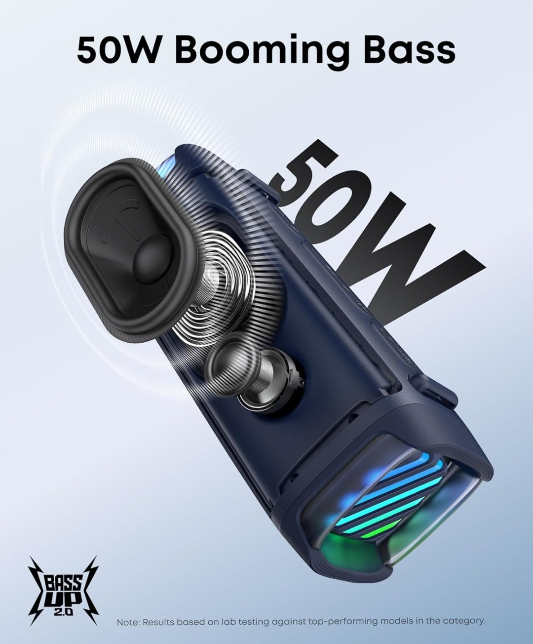 Soundcore Boom 3i by Anker, Rugged Outdoor Speakers, IP68 Waterproof, Floating Playback, Saltwater-Resistant, BassUp 2.0, 50W Portable Speaker, Bluetooth 5.3, 16H, TWS, Kayak/Fishing/Camping-Blue