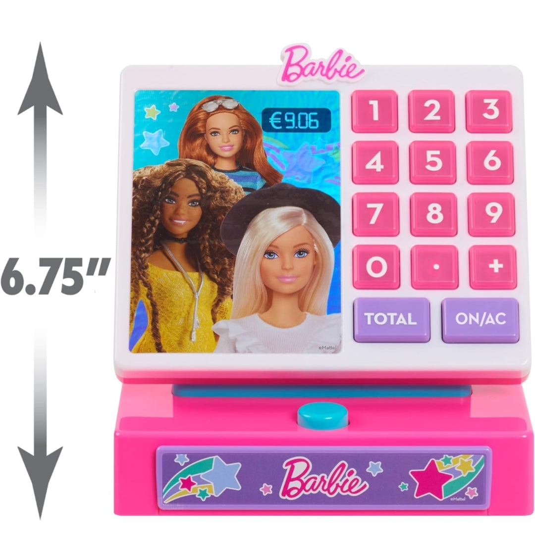 Just Play Barbie Trendy Cash Register with Sounds, Pretend Money, and Credit Card Reader, 9 Piece Playset, Kids Toys for Ages 3 Up