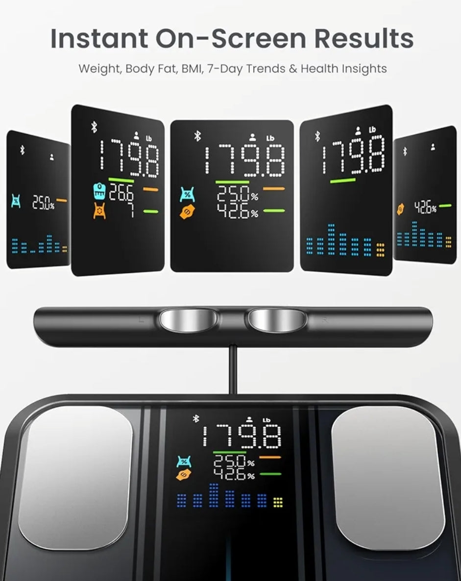 Bundle Smart Scale for Body Weight 8-Electrode Digital Scale with BMI Body Fat Muscle Mass + Smart Tape with Large Display