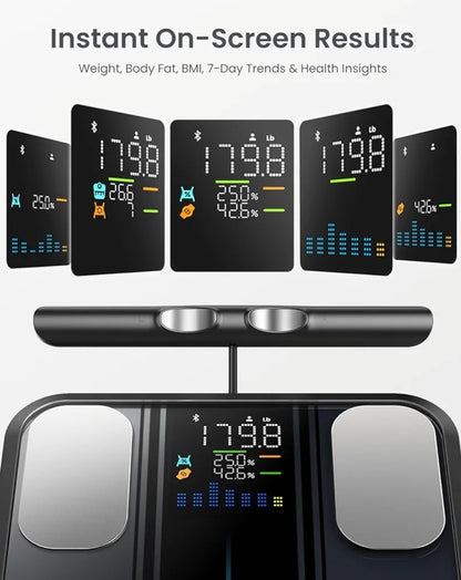 Bundle Smart Scale for Body Weight 8-Electrode Digital Scale with BMI Body Fat Muscle Mass + Smart Tape with Large Display
