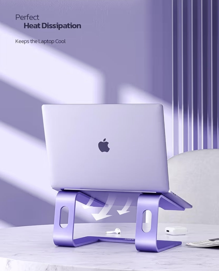 Ergonomiese Aluminium Skootrekenaarstaander - Afneembare Verhoger vir 10-15.6' - (Pers)