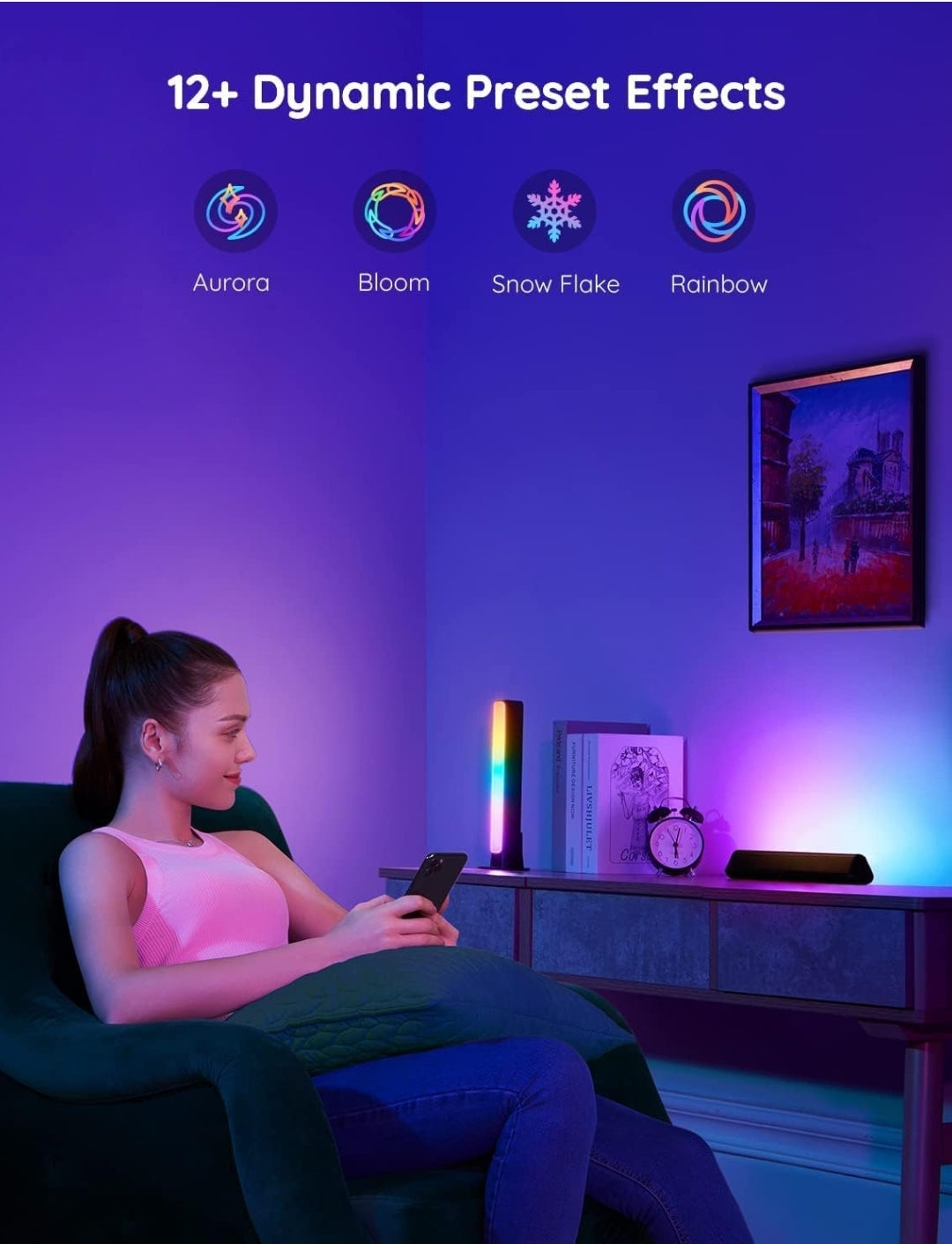 Govee Smart LED Light Bars, Work with Alexa and Google Assistant, RGBICWW WiFi TV Backlights with Scene and Music Modes for Gaming, Pictures, PC, Room Decoration