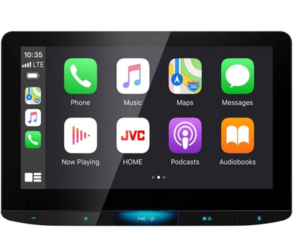 JVC Bluetooth-motorstereontvanger met USB-poort – 10.1" drywende raakskerm HD-skerm, AM/FM-radio - MP3-speler - Dubbel DIN - Waze-gereed met Apple CarPlay of Android Auto (Swart)