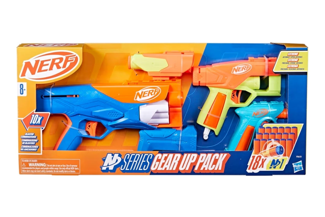 Nerf N Series Gear Up Pack - 3X Blasters, 18 Nerf N1 Darts - Outdoor Games (Ages 8+)