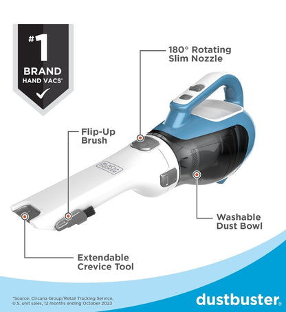BLACK+DECKER dustbuster AdvancedClean Koordlose Handstofsuier, Kompakte Huis- en Motorstofsuier met Voegstuk (CHV1410L)