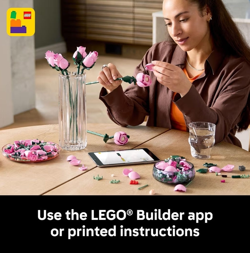 LEGO Botanicals Ruiker Pienk Rose Kunsblomme - Boublokke