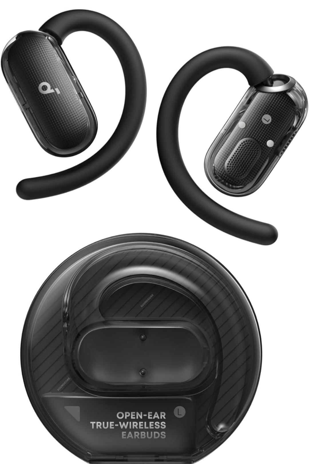 Soundcore V40i by Anker, Open-Ear Headphones, Crystal-Clear Design, Lidless Case, 4 Adjustable Positions for Every Ear Size, Richer Bass, IP55, 21H Playtime, AI Clear Calls, Bluetooth 5.4, App Control