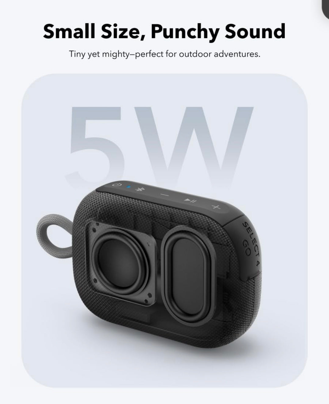 Soundcore Select 4 Go Bluetooth Shower Speaker by Anker, IP67 Waterproof/Dustproof, Ultra-Portable Speaker, Wireless, 20H Playtime, Floatable, Powerful Sound, Electronics for Outdoors/Home/Travel