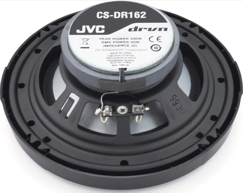 JVC CS-DR162 DRVN Reeks 6.5 Duim 2-Rigting 300 Watt Motorluidsprekers (Koaksiaal) - Stel van 2 (Swart) met toeterringklankversterker