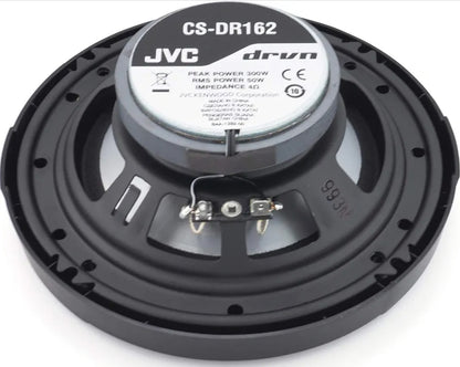 JVC CS-DR162 DRVN Reeks 6.5 Duim 2-Rigting 300 Watt Motorluidsprekers (Koaksiaal) - Stel van 2 (Swart) met toeterringklankversterker