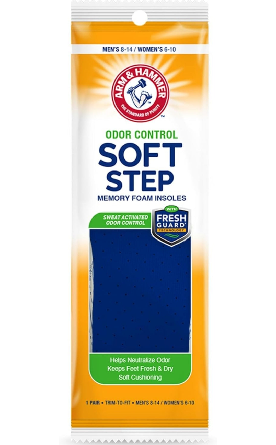 Arm & Hammer Odor Control Soft Step Insoles, Memory Foam  Foot Insoles, Shoe Insoles - Pack of 6