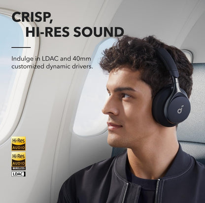 Soundcore by Anker, Space One, Active Noise Cancelling Headphones, 2X Stronger Voice Reduction, 40H ANC Playtime, App Control, LDAC Hi-Res Wireless Audio, Comfortable Fit, Clear Calls, Bluetooth 5.3
