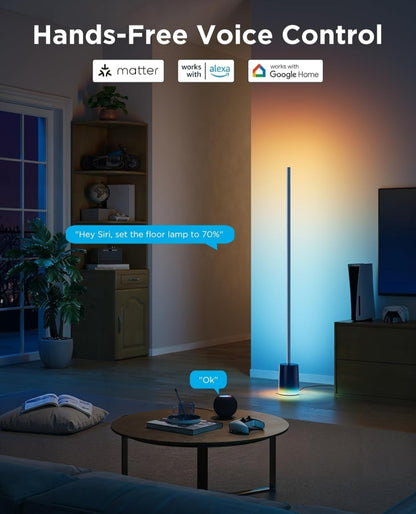 Govee Floor Lamp 2 with Matter, RGBIC, Warm Cool White LED, Alexa Compatible, 1725lm, Music Sync, Scene Modes, Smart Floor Lamp for Living Room, Bedroom, Blue(1 Pack)
