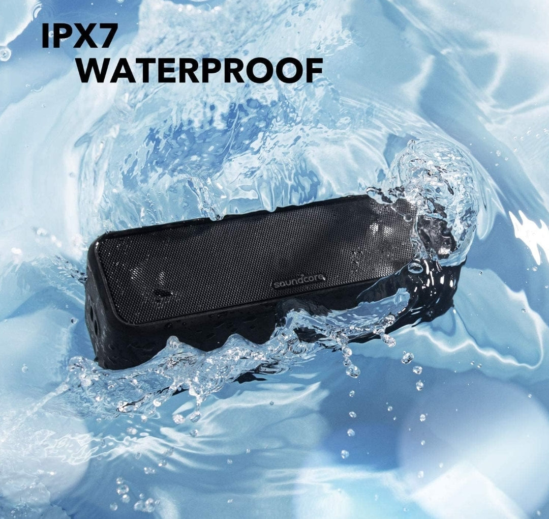 Soundcore Anker 3 Portable Bluetooth Speaker - Wireless, IPX7 Waterproof, 24H Playtime, Pure Titanium Diaphragm Drivers, PartyCast, BassUp, Custom EQ App - for Home, Shower, Outdoor, and Beach