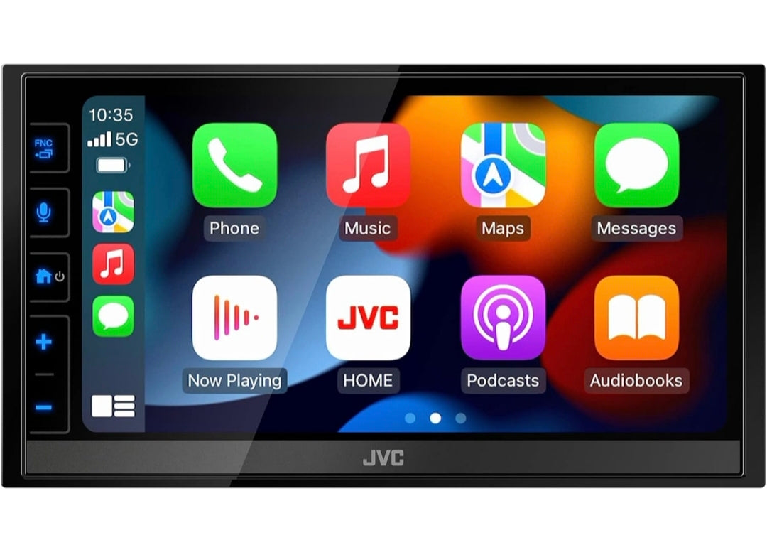 JVC KW-M780BT Apple CarPlay Android Auto Digitale Mediaspeler, Dubbel DIN, 6.8 Duim LCD Raakskerm, AM/FM, Bluetooth, MP3-speler, USB-poort, iDatalink Maestro, SiriusXM, Klas D Versterker, Motorradio