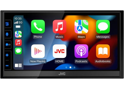 JVC KW-M780BT Apple CarPlay Android Auto Digitale Mediaspeler, Dubbel DIN, 6.8 Duim LCD Raakskerm, AM/FM, Bluetooth, MP3-speler, USB-poort, iDatalink Maestro, SiriusXM, Klas D Versterker, Motorradio