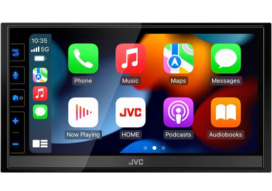 JVC KW-M780BT Apple CarPlay Android Auto Digitale Mediaspeler, Dubbel DIN, 6.8 Duim LCD Raakskerm, AM/FM, Bluetooth, MP3-speler, USB-poort, iDatalink Maestro, SiriusXM, Klas D Versterker, Motorradio