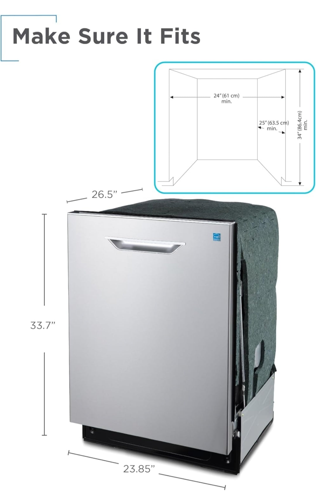 BLACK+DECKER 24" Designer Series Ingeboude Skottelgoedwasser, 14 Plekinstelling Kapasiteit met Vlekvrye Staalbad, 6 Wasprogramme en Slim Wasstelsel, Lae Geraas, ENERGY STAR Gesertifiseer, BDW400MS