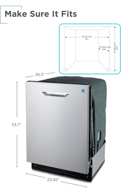 BLACK+DECKER 24" Designer Series Ingeboude Skottelgoedwasser, 14 Plekinstelling Kapasiteit met Vlekvrye Staalbad, 6 Wasprogramme en Slim Wasstelsel, Lae Geraas, ENERGY STAR Gesertifiseer, BDW400MS