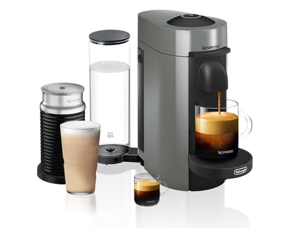 Nespresso Vertuo Plus Koffie- en Espressomasjien deur De'Longhi m/ Aeroccino Melkskuimer - Grys