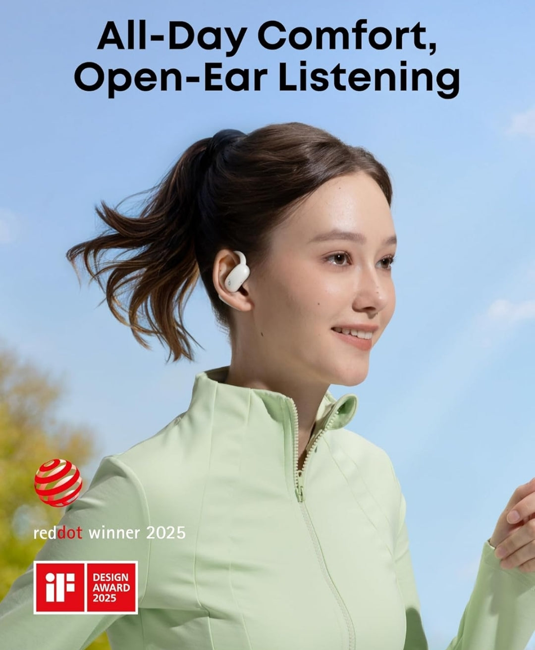 Soundcore AeroFit 2 by Anker, Open-Ear Headphones, Translation Earbuds Real Time, 4 Adjustable Positions for Every Ear Size, 2x Richer Bass, Hi-Res, 42H Playtime, IP55,AI Clear Calls,Wireless Charging