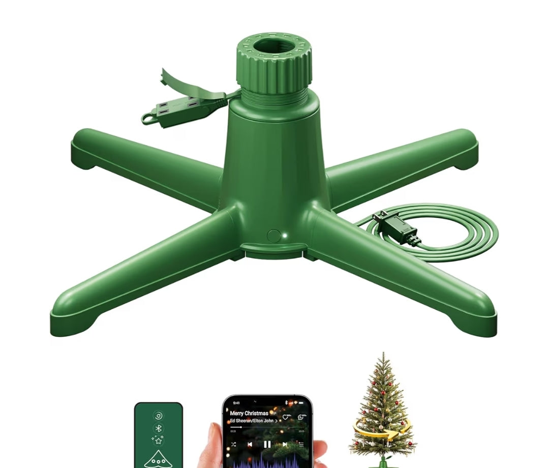 Musiek 360° Draaiende Kersboomstaander m/ Afstandbeheer, Kantelbestande Stil Spinbasis, 3 Ligtepoorte (800W), Pas 9vt Kunsmatige Bome m/ 1.25–2" Pale