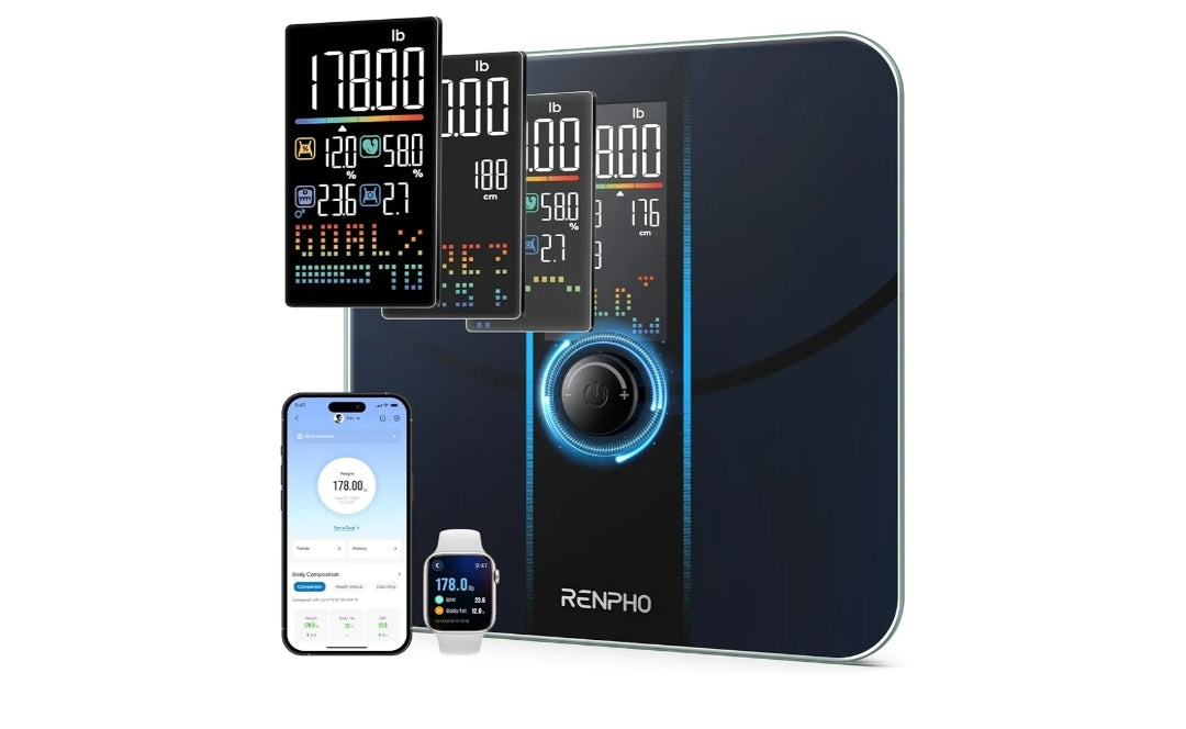 Smart Scale for Body Weight BMI ,Muscle Mass and Smart Tape Measure with Large Display, Bluetooth Body Measuring Tape with App for Weight Loss
