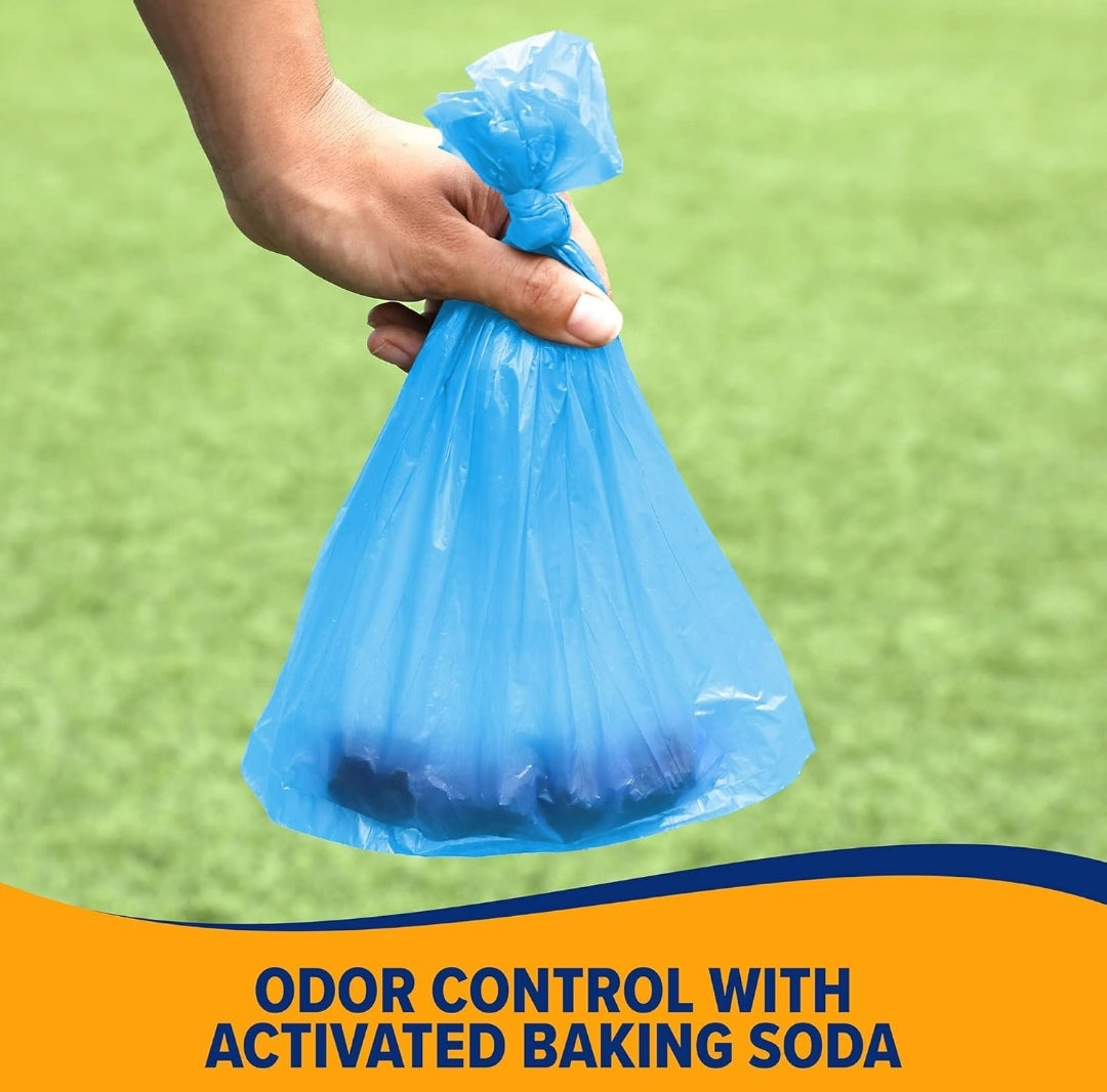 Arm & Hammer Durable Disposable Dog And Cat Waste Bags w/ Activated Baking Soda, 180CT 9 x 14"- Blue (Pack of 2)