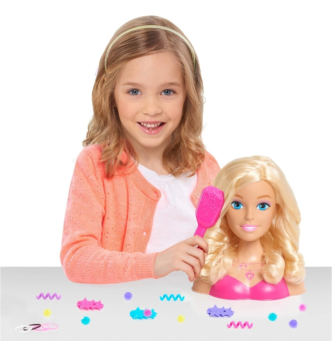 Barbie Fashionistas 8-Inch Styling Head, Blonde, 20 Pieces Include Hair Styling Accessories, Kids Toys for Ages 3 Up by Just Play