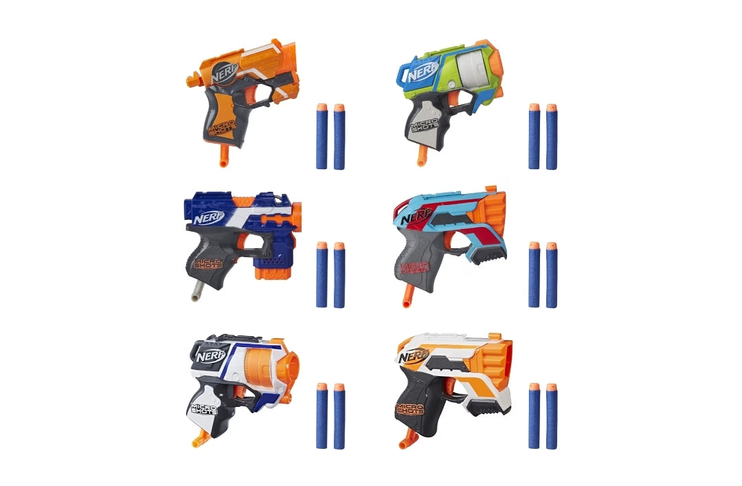 NERF MicroShots 6-Blaster Bundle - 6 Mini Dart-Firing Elite Blasters and 6 Official Elite Darts