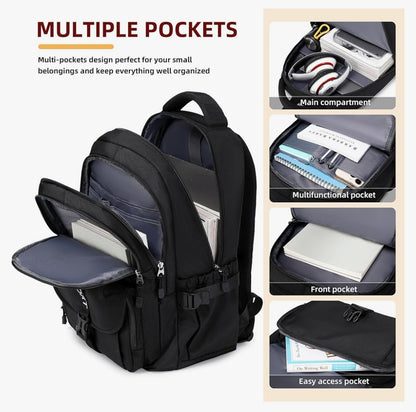 College Backpack, Travel Laptop Backpacks, Large Kids School Bag for Teens Girls Boys Students Bookbag Fit for 15.6 Inch Computer Waterproof Business Work Back Pack for Women Men Daypack Black