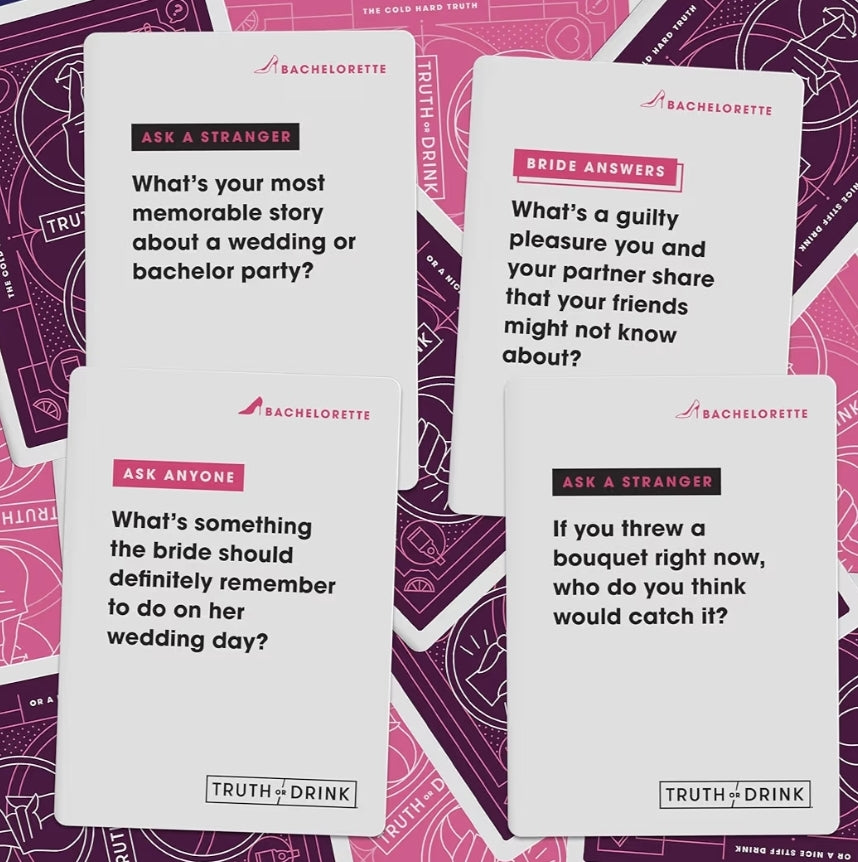 Truth or Drink: Bachelorette Party Edition | Adult Party Game by Cut | 108 Revealing and Hilarious Questions for Girls Nights Out or In | Ages 21+ | 2+ Players | 30 Mins.
