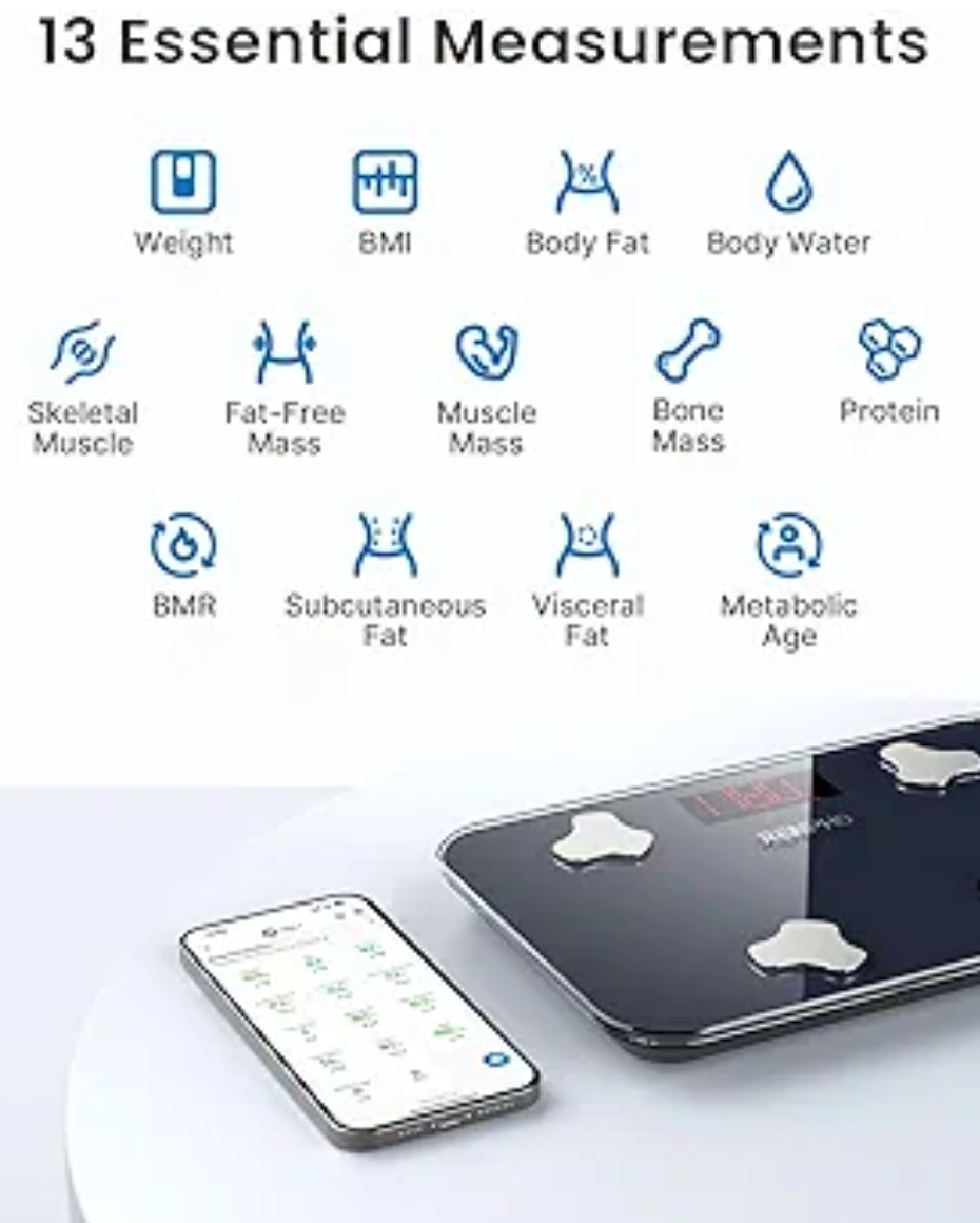 Travel Scale for Body Weight, Mini Bathroom Scale Portable Weight Scale Storage Case, 13 Body Composition Analyzer with App