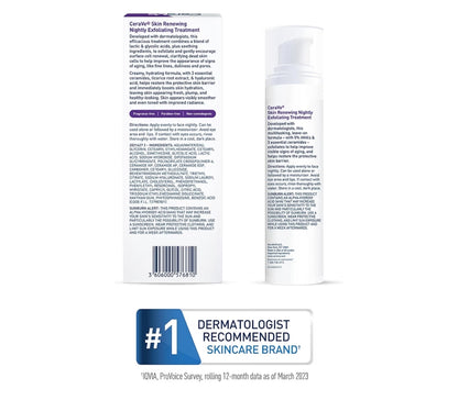 CeraVe Velvernuwende Nagtelike Afskilferende Behandeling, Anti-Veroudering Serum met 5% Glikolsuur en Melksuur Afskilferende Jel (1.7 Oz)