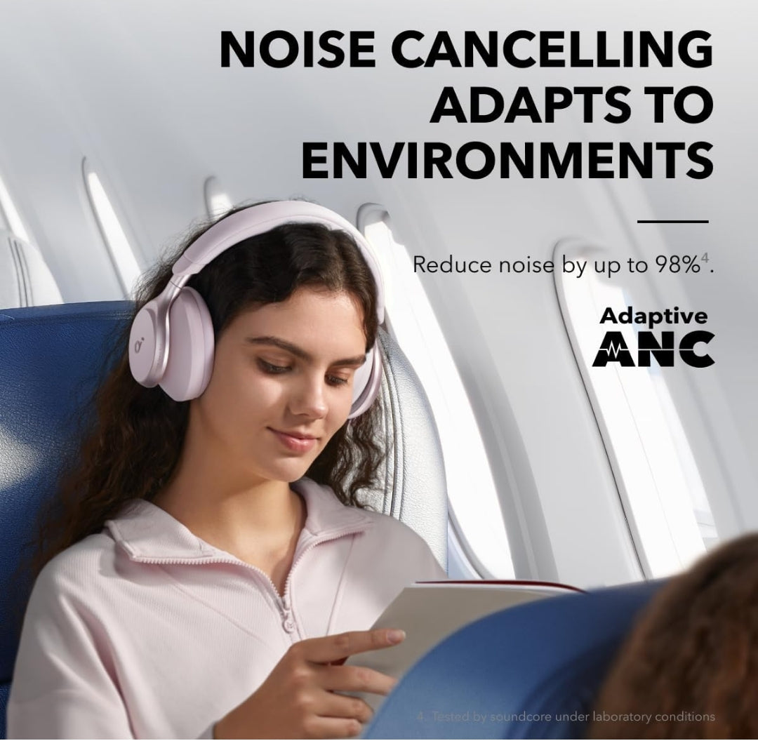 Soundcore by Anker, Space One, Active Noise Cancelling Headphones, 2X Stronger Voice Reduction, 40H ANC Playtime, App Control, LDAC Hi-Res Wireless Audio, Comfortable Fit, Clear Calls, Bluetooth 5.3