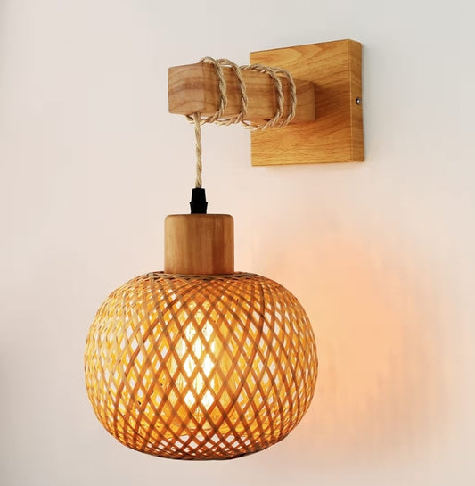 Rottingmuur-sconce-beligting Muurmonteer-armatuur Plaasstyl Rustieke Boho Vintage Rottinglampe Gloeilamp NIE Ingesluit Nie