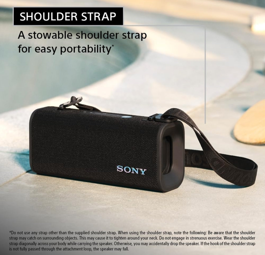 Sony ULT Field 3 Draadlose Draagbare Bluetooth-luidspreker, IP67 Waterdig, Stofdig, Roesdig en Skokbestand met Verbeterde Bas, 24 Uur Battery en Skouerband - (Swart