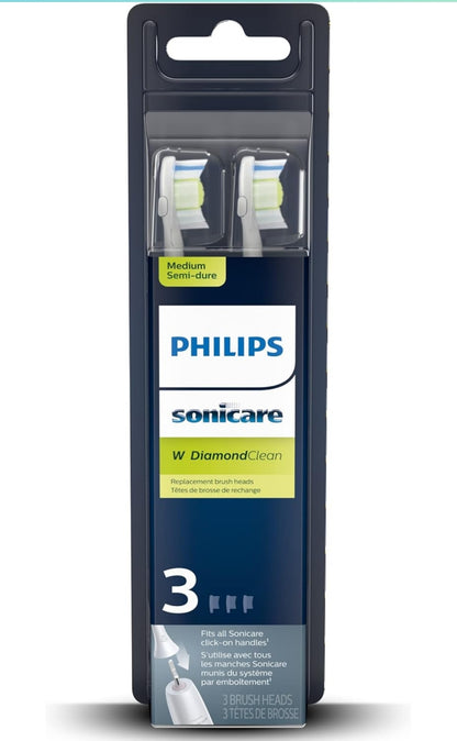 Philips Sonicare Oorspronklike W DiamondClean-vervangertandeborselkoppe, 3 Borselkoppe (Wit) HX6063/65