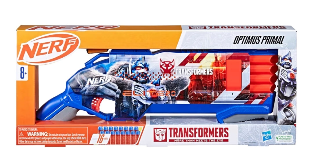 NERF Transformers Optimus Primal Dart Blaster w/ 16 Elite Darts Toy Foam Blasters
