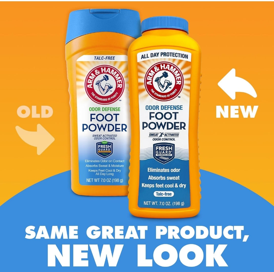 Arm & Hammer Foot Powder for Shoes & Feet, Talc-Free Odor & Moisture Control for Men & Women - 7oz (3 Pack)