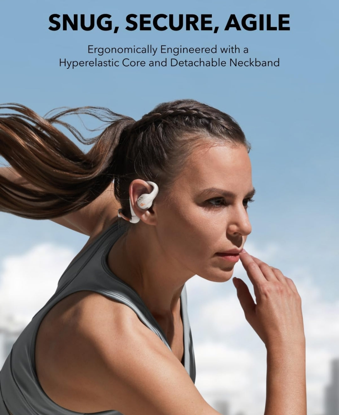 Soundcore by Anker AeroFit Pro Open-Ear Headphones, Ultra Comfort, Secure Fit, Ergonomic Design, Rich Sound with LDAC, Bluetooth 5.3, IP55 Water-Resistant, 46H Playtime, App Control, Wireless Earbuds
