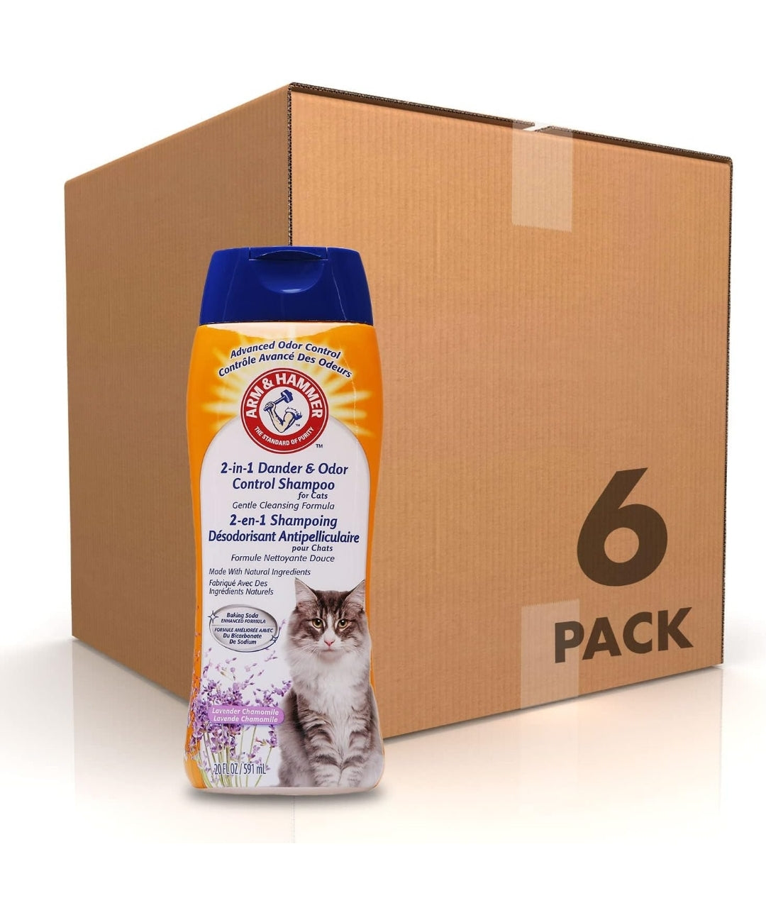 Arm & Hammer 2-in-1 Deodorizing & Shampoo for Cats Moisturizes and Deodorizes- Lavender Chamomile Scent (Pack of 6)
