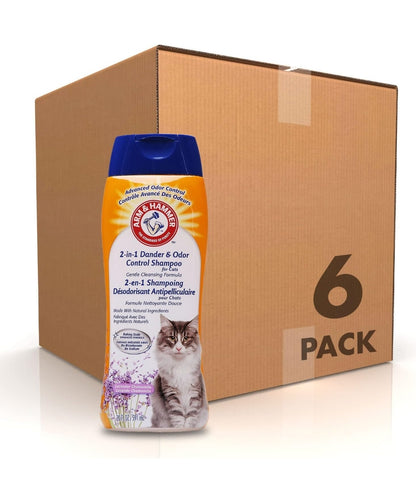 Arm & Hammer 2-in-1 Deodorizing & Shampoo for Cats Moisturizes and Deodorizes- Lavender Chamomile Scent (Pack of 6)
