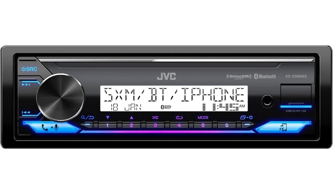JVC KD-X38MBS Car & Marine Digital Media Receiver with Bluetooth, USB, SiriusXM Ready, Compatible with Amazon Alexa, Conformal Coated PCB