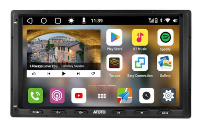 7" Android Dubbel-Din Kar Stereo Ontvangers, Draadlose CarPlay & Android Auto, Ingeboude 4G, WiFi/BT/USB, Dubbele Bluetooth