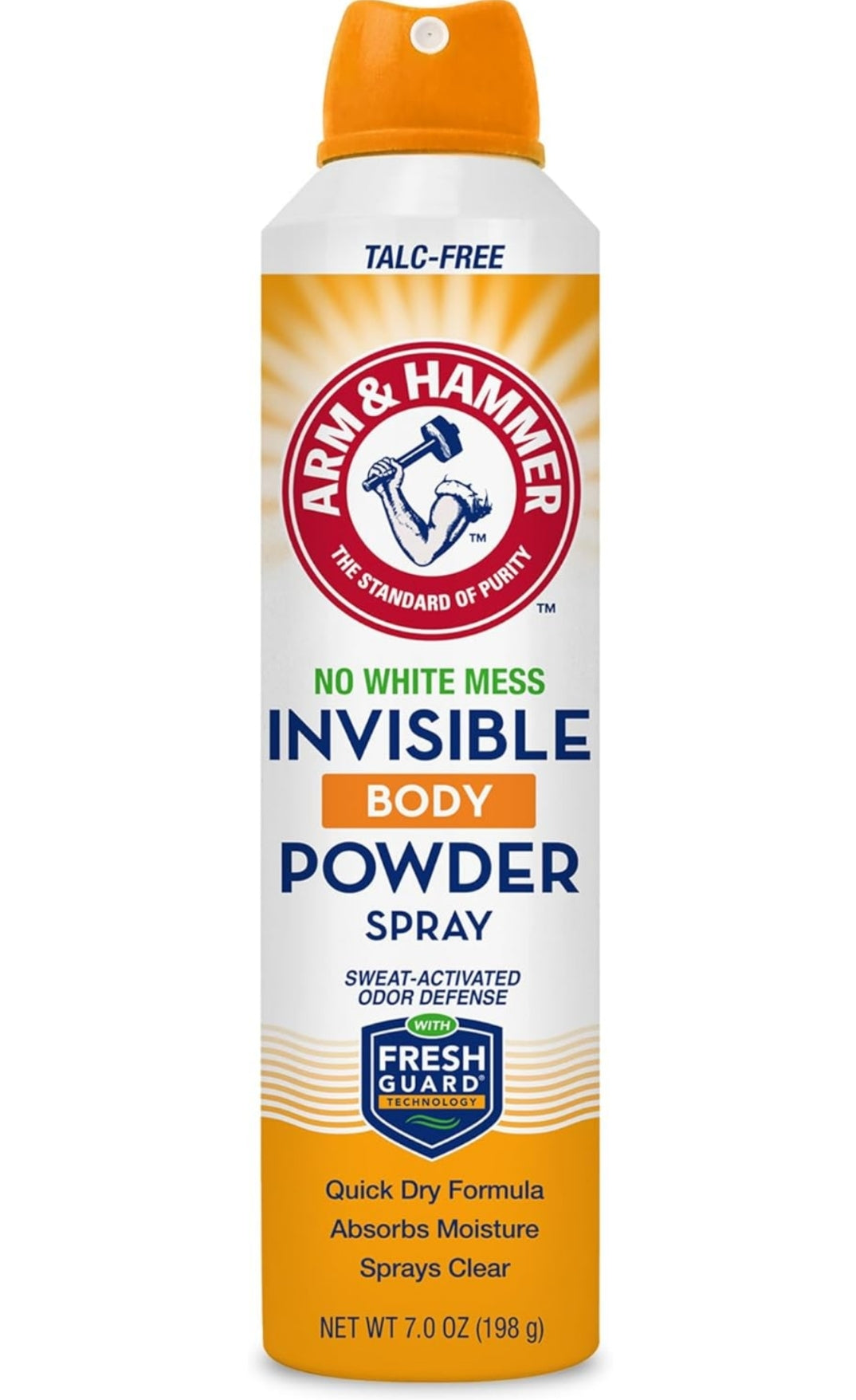 Arm & Hammer Invisible Body Powder Spray, Clear Talc-Free Body Odor & Sweat Control 7oz (1 Pack)