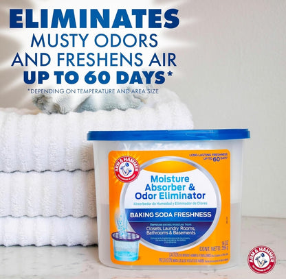 Arm & Hammer Fragrance Free Moisture Absorber and Odor Eliminator (14 oz. Tub 3ct) Trap Excess Moisture