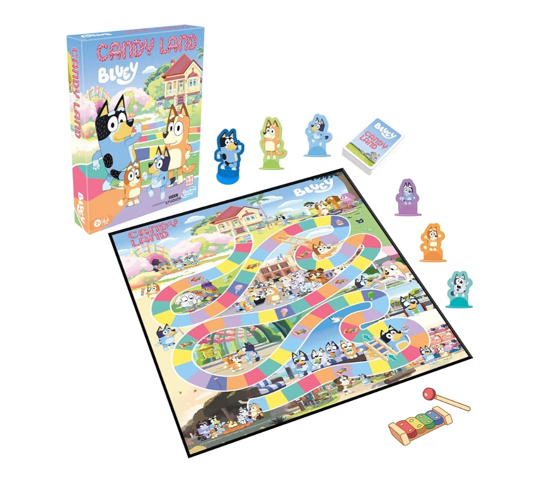 Hasbro Gaming Candy Land Bluey Edition Board Game - Play as Dad, Mum, Bluey, Bingo, Muffin, or Socks